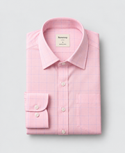 Blush Windowpane Shirt – folded flat lay