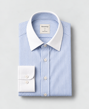 Signature Stripe Contrast Shirt - Blue – folded flat lay